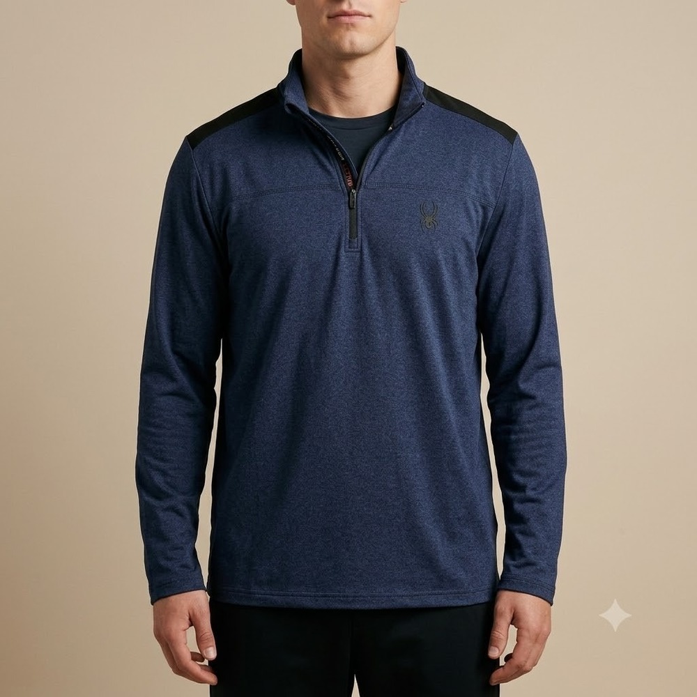 Spyder Active Quarter Zip Pullover Men's M‎ Blue Performance Athletic